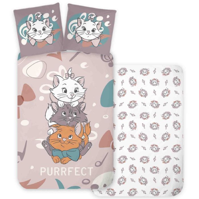 Aristocats Sengetøj 140x200 Cm Vendbart Sengesæt Med Killingerne Fra Aristocats 100  Blødt Bomulds Sengelinned