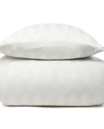 Bambus Sengetøj 100  Naturligt Bambus 140x200 Cm Hvidt  Jacquardvævet Sengesæt Med Striber