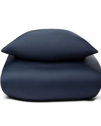 Bambus Dobbelt Sengetøj 200x200 Cm 100  Naturligt Bambus Nature By Borg Mørkeblåt Satinvævet Dobbelt Dynebetræk