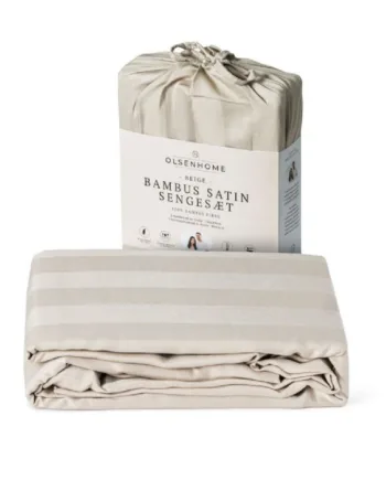 Bambus Sengetøj 140x220 Cm 100  Naturligt Bambus Olsenhome Beige Satinvævet Dynebetræk