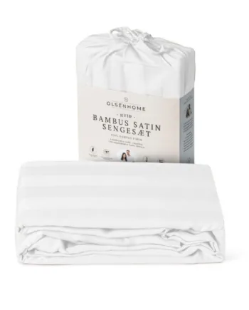 Bambus Sengetøj 140x200 Cm 100  Naturligt Bambus Olsenhome Hvidt Satinvævet Dynebetræk