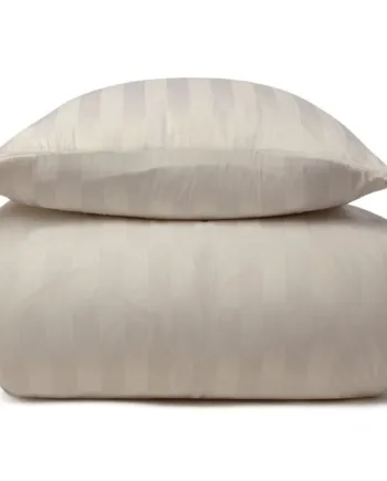 Bambus Sengetøj 100  Naturligt Bambus 140x200 Cm Sandfarvet  Jacquardvævet Sengesæt Med Striber