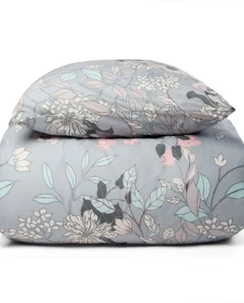 Blomstret Sengetøj Støvet Blåt Microfiber Sengesæt 140x200 Cm In Style Sengelinned