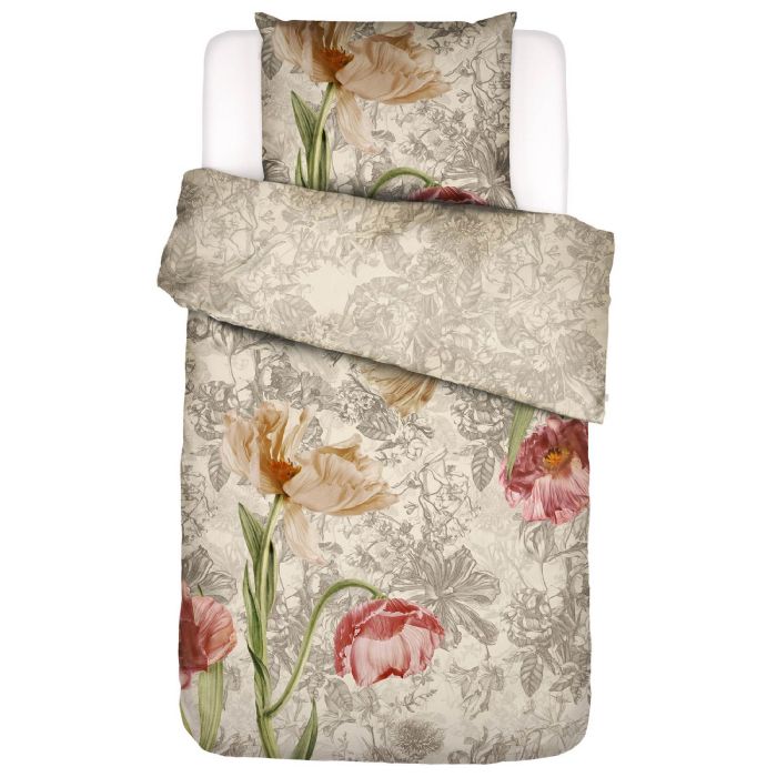 Essenza Sengetøj 140x200 Cm Annabel Vanilla Vendbart Sengesæt 100  Bomuldssatin Blomstret Sengetøj