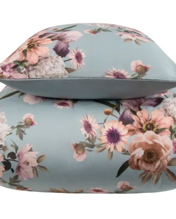 Blomstret Sengetøj 140x200 Cm Blue Flower       Design Sengesæt   100  Bomuldssatin Excellent By Borg