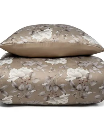 Blomstret Sengetøj Brunt Sengesæt   Vendbart Design Satin Sengetøj 140x200 Cm In Style Sengelinned