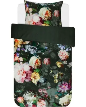 Blomstret Sengetøj 140x200 Cm Essenza Fleur Green Sengesæt Med Vendbar Design 100  Bomuldssatin