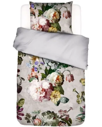Blomstret Sengetøj 140x220 Cm Fleur Grey Vendbar Sengesæt   100  Bomuldssatin Essenza Sengetøj