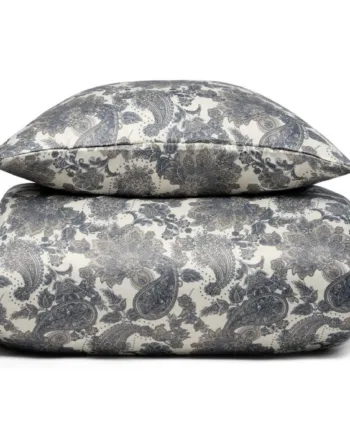 Blomstret Sengetøj Sandfarvet Sengesæt Med Blå Blomstervifter Satin Sengetøj 140x200 Cm In Style Sengelinned