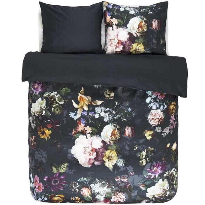 Blomstret Sengetøj 200x200 Cm Fleur Nightblue Blåt Sengetøj Design 100 Bomuldssatin Essenza