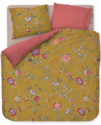 Blomstret Sengetøj 140x220 Cm Flower Festival Yellow Sengelinned Med Dobbeltsidet Design 100  Bomuld Pip Studio