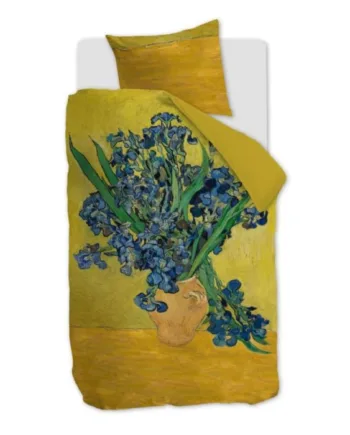 Blomstret Sengetøj 140x200 Cm Gult Sengesæt   100  Bomuldssatin Van Gogh Irises Beddinghouse Sengelinned