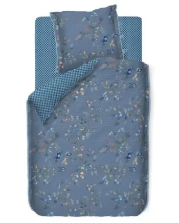 Blomstret Sengetøj 140x200 Cm Kawai Flower Blue Sengelinned Med Dobbeltsidet Design 100  Bomuld Pip Studio