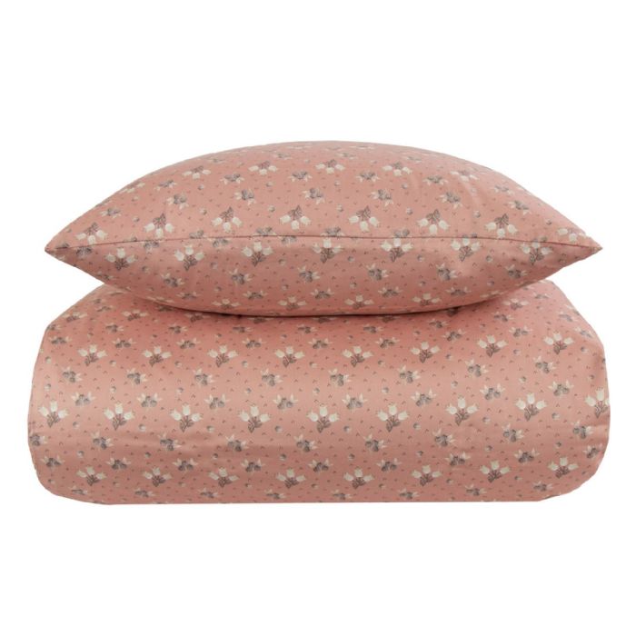 Blomstret Sengetøj 140x220 Cm Summer Rosa 100  Bomuldssatin Sengetøj By Night
