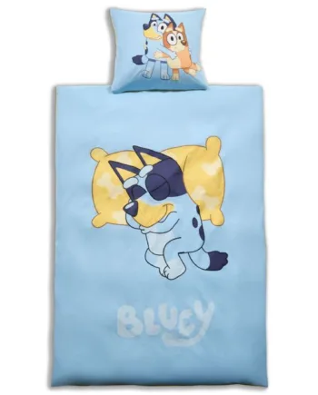 Bluey Sengetøj Blødt Og Lækkert 100  Bomuldsflonel Sovende Bluey 140x200cm       Design Sengesæt