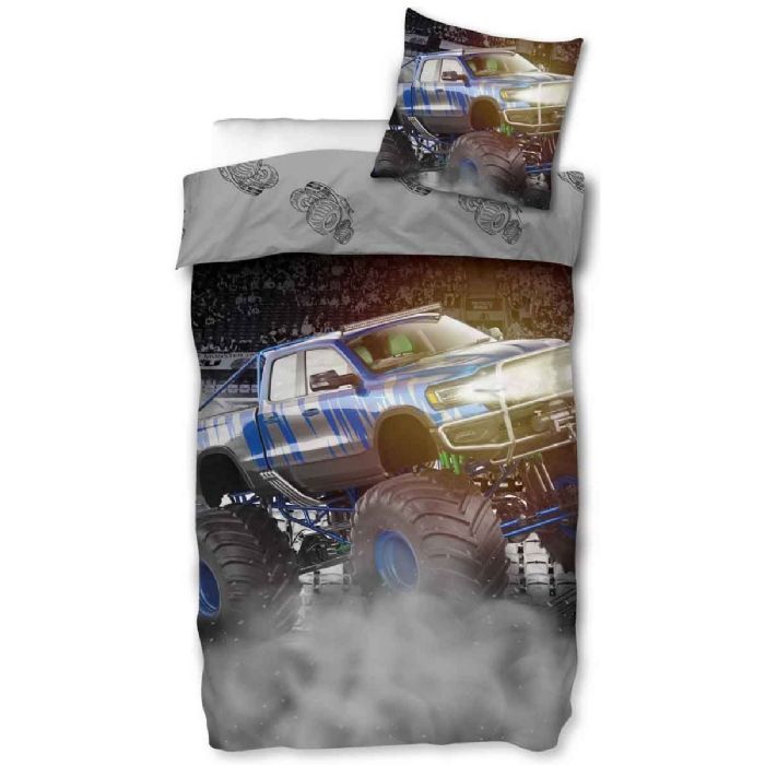 Børnesengetøj 140x200 Cm Monstertruck Vendbart Design Sengesæt 100 Bomuld Sengetøj Til Børn