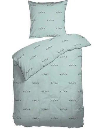 Børnesengetøj 140x200 Cm Mint Grønt Sengesæt Med Pandaer 100  økologisk Bomuldssatin Night   Day Sengelinned