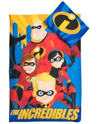 Børnesengetøj 140x200 Cm De Utrolige   The Incredibles Dynebetræk Med Vendbart Design 100  Bomulds Sengesæt