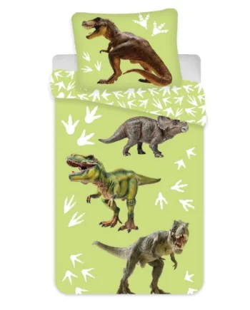 Dinosaur Sengetøj 140x200 Cm       Design Grønt Sengetøj Dynebetræk   100  Bomuld