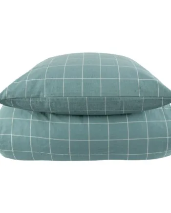 Dobbeltdyne Sengetøj 200x220 Cm Dusty Green Check Bæk Og Bølge Sengesæt Borg Living
