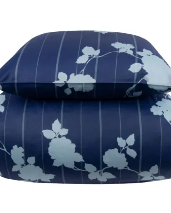 Ekstra Blødt Sengetøj 140x200 Cm 100  Bomuldssatin Blomstret Blåt Sengesæt 300 Tc Sengelinned Fra By Borg