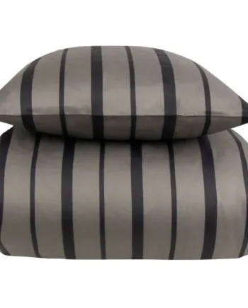 Ekstra Blødt Sengetøj 140x200 Cm 100  Bomuldssatin Grå Og Sort Stribet Sengesæt 300 Tc Sengelinned Fra By Borg