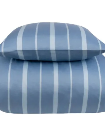 Ekstra Blødt Sengetøj 140x200 Cm 100  Bomuldssatin Lyseblåt Stribet Sengesæt 300 Tc Sengelinned Fra By Borg