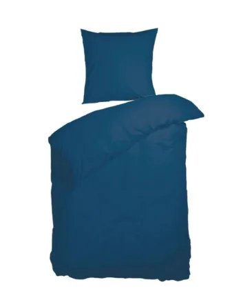 Ensfarvet Sengetøj 140x200 Cm Blåt Sengesæt 100  Gots økologisk Bomuld Kelly Uni Blue Nordisk Tekstil Sengelinned