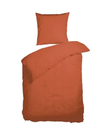 Ensfarvet Sengetøj 140x200 Cm Brandt Orange Sengesæt 100  Gots økologisk Bomuld Kelly Uni Sienna Nordisk Tekstil Sengelinned