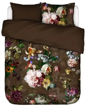 Essenza Dobbeltdyne Sengetøj 200x220 Cm 100  Bomuldssatin Sengesæt Fleur Chocolate Sengelinned
