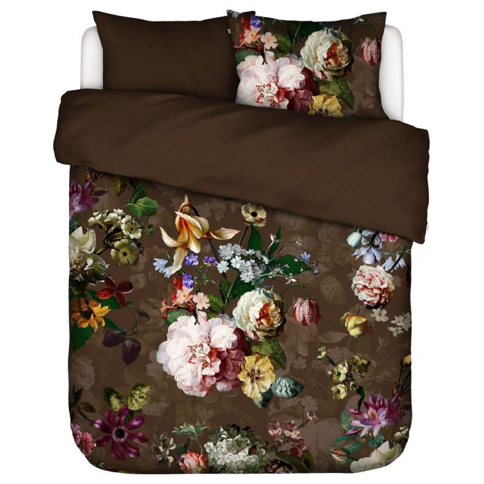 Essenza Dobbeltdyne Sengetøj 200x220 Cm 100 Bomuldssatin Sengesæt Fleur Chocolate Sengelinned