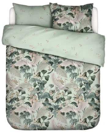 Essenza Dobbeltdyne Sengetøj 200x200 Cm 100  økologisk Bomuldssatin Sengesæt Diem Pistache Sengelinned