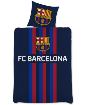 Fc Barcelona Sengetøj Blåt Vendbart Sengesæt Med Logo 140x200 Cm 100  Bomulds Sengelinned Fodbold Sengetøj