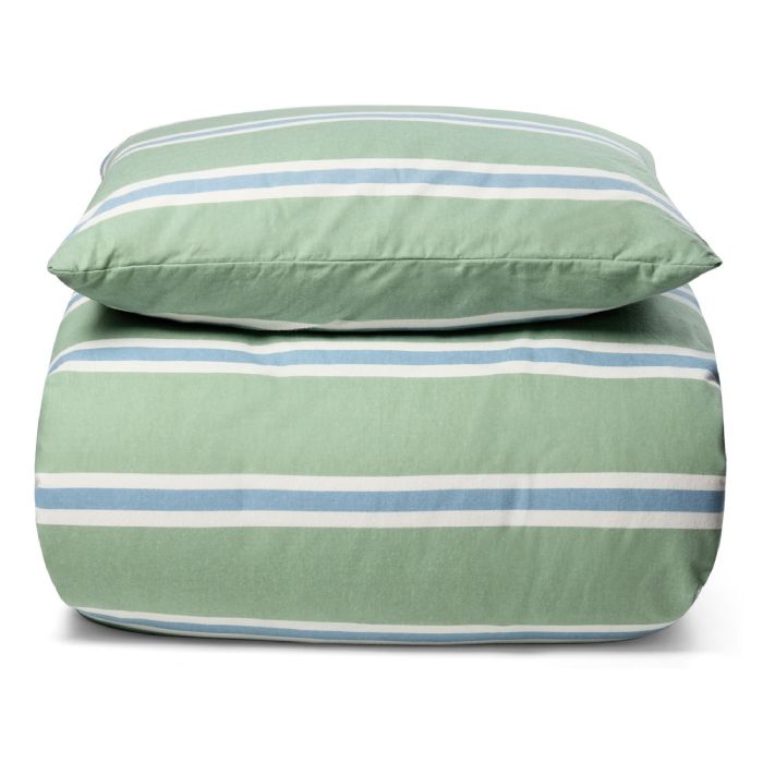 Flonel Sengetøj 140x200 Cm Stripe Grøn 100 Bomulds Flonel Nordstrand Home Sengesæt