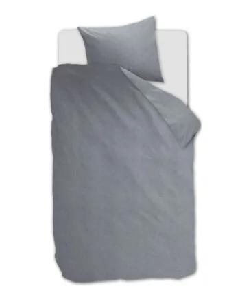 Flonel Sengetøj 140x200 Cm Blågråt Ensfarvet Sengesæt 100  Bomulds Flonel Frost Beddinghouse Sengelinned