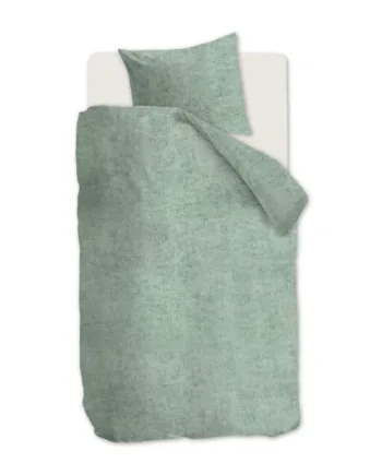 Flonel Sengetøj 140x200 Cm Grågrønt Ensfarvet Sengesæt 100  Bomulds Flonel Frost Beddinghouse Sengelinned