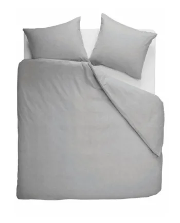 Flonel Sengetøj 140x200 Cm Lysegråt Ensfarvet Sengesæt 100  Bomulds Flonel Frost Beddinghouse Sengelinned