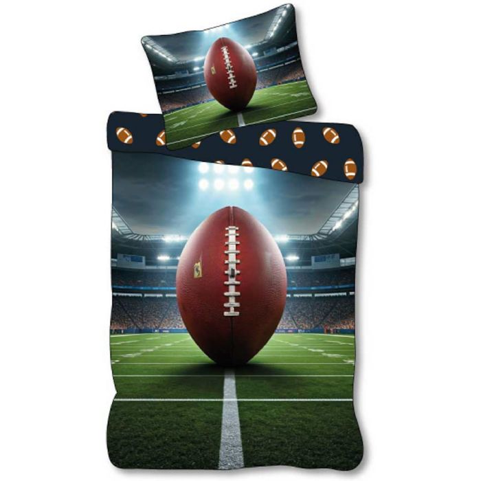Fodbold Sengetøj 140x200 Cm Vendbart Sengesæt Med Amerikansk Fodbold 100 Blødt Bomulds Sengelinned