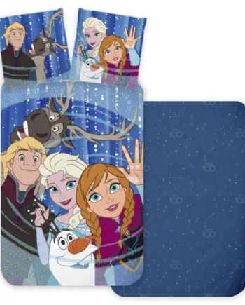 Frost Sengetøj 140x200 Cm Anna  Elsa  Svend Christoffer Og Olaf 100  Bomulds Sengesæt Frozen