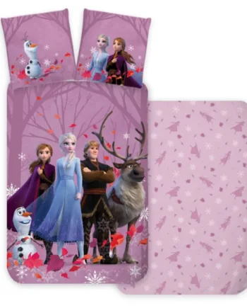 Frost Sengetøj 140x200 Cm Lyserød Anna  Elsa  Kristoffer  Sven   Olaf Vendbart Frozen Design 100  Blød Bomuld