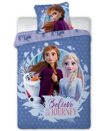 Frozen Junior Sengetøj 100x140 Cm Frost   Anna Og Elsa Junior Sengesæt       Design 100  Bomuld