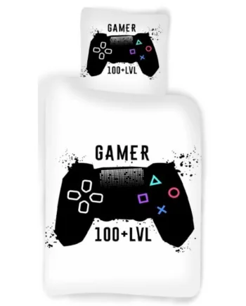 Gamer Sengetøj 140x200 Cm Gamer 100   Lvl 100  Bomulds Sengesæt