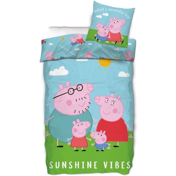 Gurli Gris Sengetøj 150x210 Cm Familien Gris Sengesæt Med       Design 100  Bomuld