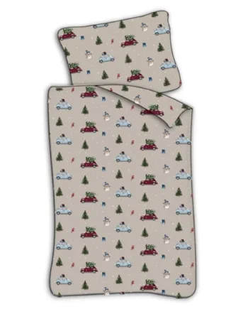 Baby Julesengetøj 70x100 Cm Jule Sengesæt Med Biler Og Juletræer Christmas Drive 100  Blødt Bomulds Sengelinned