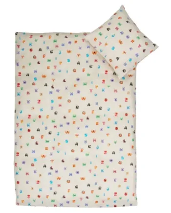 Junior Sengetøj 100  Blødt Bomuld 115x135 Cm Beige Sengesæt Med Bogstaver