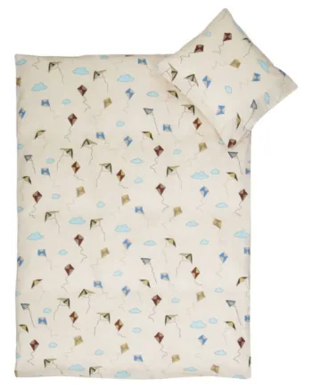 Junior Sengetøj 100  Blødt Bomuld 115x135 Cm Beige Sengesæt Med Dragefly
