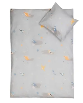 Baby Sengetøj 70x100 Cm Gråt Baby Sengesæt Med Rum Dinosaur 100  Blød Bomulds Sengelinned Nordstrand Home