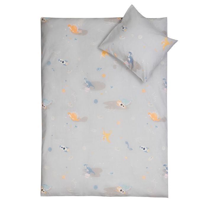 Baby Sengetøj 70x100 Cm Gråt Baby Sengesæt Med Rum Dinosaur 100  Blød Bomulds Sengelinned Nordstrand Home