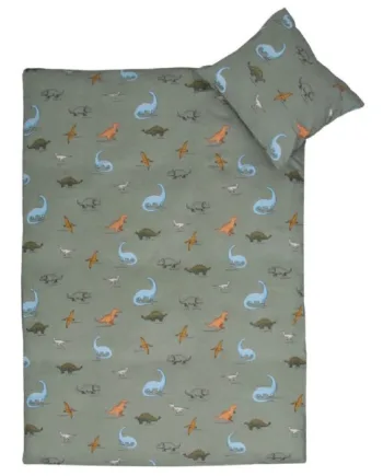 Junior Sengetøj 100  Blødt Bomuld 115x135 Cm Sengesæt Med Dinosaur Print Til Børn