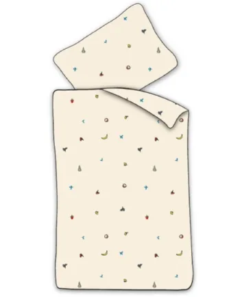 Baby Sengetøj 70x100 Cm Råhvidt Sengesæt Med Små Frugter 100  Blødt Bomulds Sengelinned